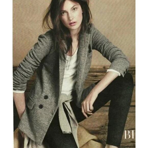 J.Crew Benny Double Breasted Wool Blazer in Heather Gray Unlined, Size 4 - Picture 2 of 14